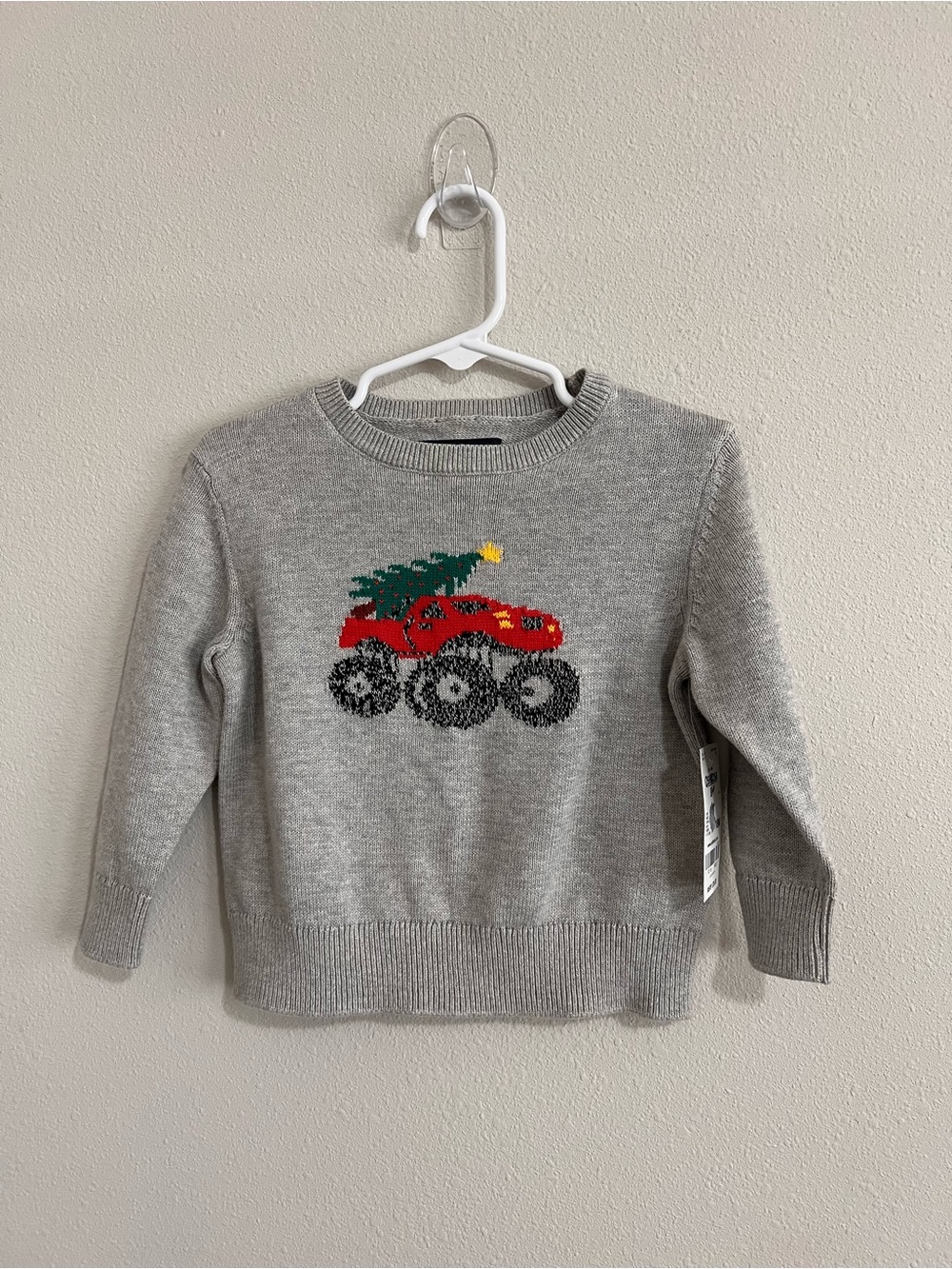 OshKosh B'gosh Gray Sweater with Red Monster Truck Graphic
